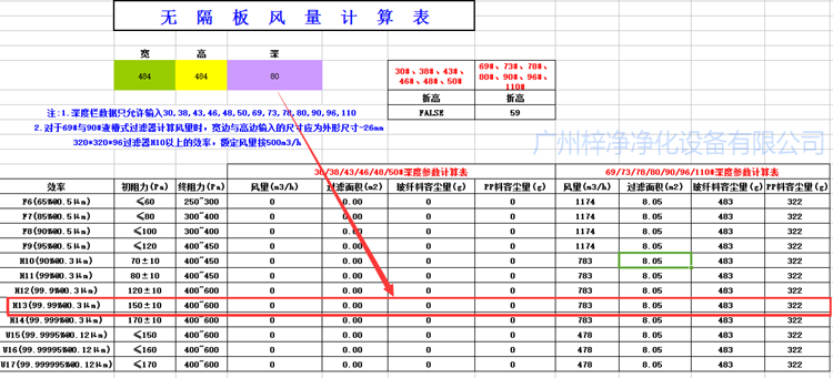 484-484-80无隔板高效过滤器风量计算 484-484-80无隔板高效过滤器风量计算
